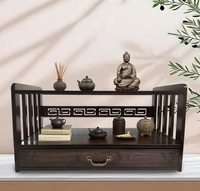Table d'autel de méditation, petit autel, petit autel en bois brun naturel sculpté à la main pour la Puja