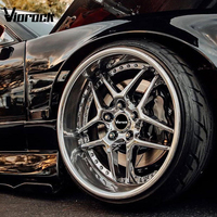 Rines Viorock de 2/3 Piezas, Forjados, Cromados, con Diseño de Estrella, Estilo VIP/Stance, para Nissan Silvia, Mazda RX-7, 5x114.3