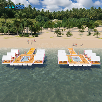 Plateforme flottante gonflable personnalisée pour loisirs aquatiques, île lounge, cabane, pavillon