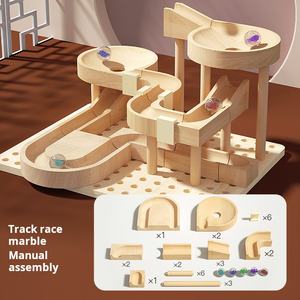 Pista de bolas para niños, bloques de construcción, juguete para niñas, niños, ensamblaje de rompecabezas, canicas, desarrollo de inteligencia, tobogán de tubo de madera - Product Image 3