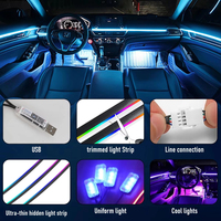 NOVKIR - Tira de Luces LED RGBIC Universal para Automóvil, Acrílico, con Control por Aplicación, Efecto de Color Dinámico, 12 V, USB, Decorativa