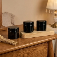 Pot en verre noir anti-UV, récipient de stockage en verre opaque noir avec couvercle hermétique pour crème cosmétique, herbes, épices, fleurs, thé
