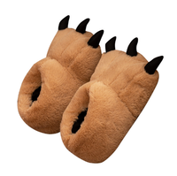 Chaussons en coton doux pour grands pieds, usage intérieur hiver, mignonnes pattes de chat, cadeau de Noël