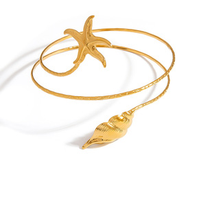 สร้อยข้อมือสแตนเลสสตีล ดีไซน์ปลาดาวและเปลือกหอย เครื่องประดับชายหาด แฟชั่นสำหรับผู้หญิง - Product Image 5