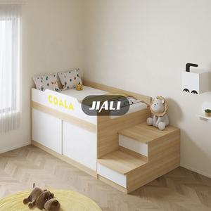Fabrication JIALI, vente en gros, ensemble de meubles de chambre à coucher en MDF blanc jaune pour filles et garçons, lits superposés demi-hauteur pour enfants avec penderie - Product Image 6