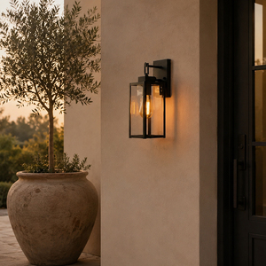 Decorative Square Lantern <b>Wall</b> <b>Sconce</b> Clear Glass Outdoor <b>Wall</b> Light For Villa Entrance Courtyard Facade Lighting - Product Image 1
