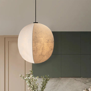 Lampe suspendue ronde en <span class=keywords><strong>tissu</strong></span> Wabi Sabi, style minimaliste, pour salon, chambre à coucher, salle à manger, décoration intérieure - Product Image 2