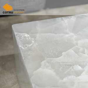 Cristallo Plinth <strong>Coffee</strong> <strong>Table</strong> Marble Decorative Onyx Slab White Marble <strong>Coffee</strong> <strong>Table</strong> <strong>Rectangle</strong> for Living Room Furniture - Product Image 2