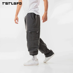 Pantalon de jogging cargo ample coupé-cousu en molleton épais 400 g/m², délavage vintage, style streetwear oversize, vente en gros - Product Image 4