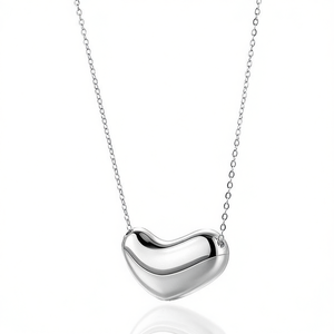 Collier avec pendentif en forme de cœur Amy Amy, en acier inoxydable plaqué rhodium, bijoux minimalistes pour femmes, cadeau quotidien, C3407 - Product Image 3