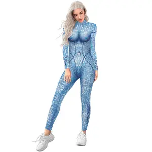 BAIGE Aquaman kraliçe Atlanna Cosplay kostüm tulum Halloween cadılar bayramı partisi Zentai Suit Bodysuit kadınlar için cadılar bayramı kostüm