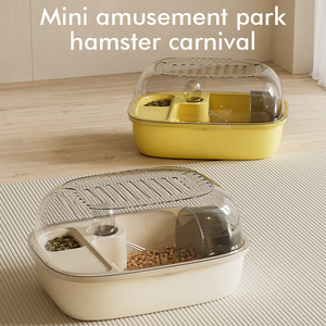 <span class=keywords><strong>Cage</strong></span> à <span class=keywords><strong>hamster</strong></span> portable de grande capacité avec bouteille d'eau, bol à nourriture, visibilité à 360°, transporteur pour animaux de compagnie, cachette et roue à roulettes - Product Image 4