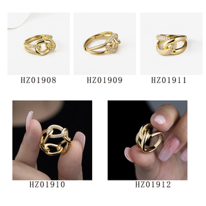 Chunky Phụ Nữ Tốt Đồng Bằng 18K 14K Mạ Vàng Twist Knot CZ Đồ Trang Sức 925 Silver Ring - Product Image 3