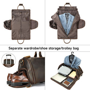 กระเป๋าเดินทางหนังแท้ของผู้ชาย, กระเป๋าเดินทางแบบพับได้กระเป๋าหนังแท้ลาย Crazy Horse - Product Image 5