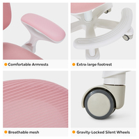 Chaise d'étude ergonomique pour enfants, chaise de bureau en maille réglable en profondeur et en hauteur avec verrouillage de rotation et roulettes à gravité pour étudiants