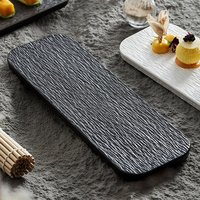 Vente en gros de plats à sushi en porcelaine à texture de roche japonaise ensemble d'assiettes à dessert longues rectangulaires assiette à sushi en céramique pour restaurant