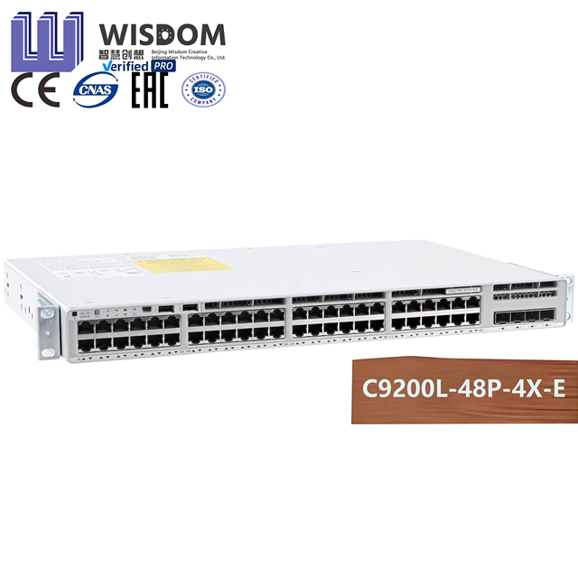 New C9200L-48P-4X-E Layer 3 Enterprise Switch 48 Port POE 4x10G SFP Uplink QoS SNMP 104 Gbps Throughput 208 Gbps Capacity