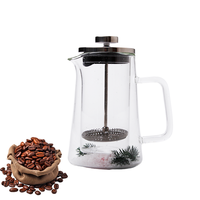 Vente en gros 350ml 650ml 1000ml Cafetière à pression française en verre borosilicaté à double paroi