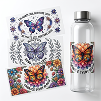 Paquete de Pegatinas de Cristal Autoadhesivas Universales para Múltiples Superficies, con Diseños Variados de Dibujos Animados UV, para Vasos y Tazas, al por Mayor