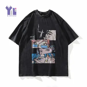 2023 Nieuwe High Street Oversized Gemaakt Oud Wassen Bedrukt Heren T-Shirts Met Korte Mouwen Blended Text-Shirts Op Maat