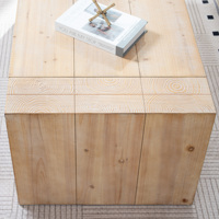 Table basse avec finition blanchie, table basse rustique en bois de 49 pouces, table de salon moderne en bois d'ingénierie style ferme