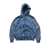 Sweat-shirts à capuche zippés pour hommes, en molleton de coton épais, style streetwear Y2K, avec imprimé toile d'araignée, vente en gros personnalisée