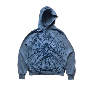 Sudaderas con capucha personalizadas al por mayor de algodón grueso estilo streetwear Y2K con estampado gráfico de telaraña y cremallera completa para hombre - Product Image 2