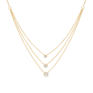 Collar CANNER de Moda en Oro con Tres Capas de Plata 925, Zirconia Redonda de Múltiples Tamaños, para Uso Diario, para Chicas - Product Image 1
