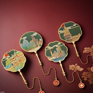 Marcapáginas Personalizado de Metal con Diseño de Lugares Turísticos Famosos de China, Marcapáginas Dorado con Diseño Hueco para Regalos - Product Image 1