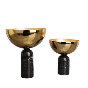 Tinh Tế Bắc Âu Hiện Đại Sang Trọng Phục Vụ Bát Trang Trí Vàng Đen Đá Cẩm Thạch Thiết Kế Cho Trái Cây Trung Tâm Hiển Thị - Product Image 1