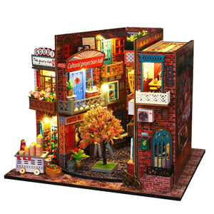 Kit DIY de niche à livres en bois style rue de Shanghai ancienne, modèle de maison de poupée 3D avec scène de livre, <span class=keywords><strong>d</strong></span>écoration vintage faite à la main pour la maison, cadeau - Product Image 1