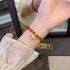 Bracelets porte-bonheur rouges perlés pour femmes, style chinois, signe du zodiaque Cheval, bracelet extensible fait main, bijoux d'amitié, accessoires - Product Image 3