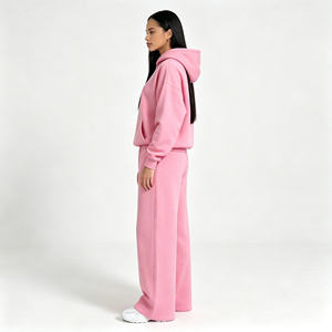 Set da <span class=keywords><strong>Donna</strong></span> Personalizzato OEM: Felpa con Cappuccio Rosa e <span class=keywords><strong>Pantaloni</strong></span> <span class=keywords><strong>Larghi</strong></span> in Pile, Stile Casual Chic e Streetwear - Product Image 5