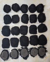 Prix de Gros Unité de Cheveux 100% Humains Faite à la Main, Toupet Afro Bouclé Ondulé en Dentelle Complète pour Hommes Noirs