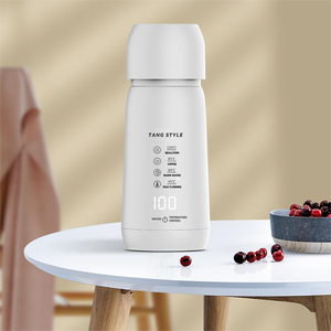 業務用ポータブルミニ電気ケトル ステンレス製温度調節機能付き魔法瓶カップ 300W加熱式 旅行用 - Product Image 2