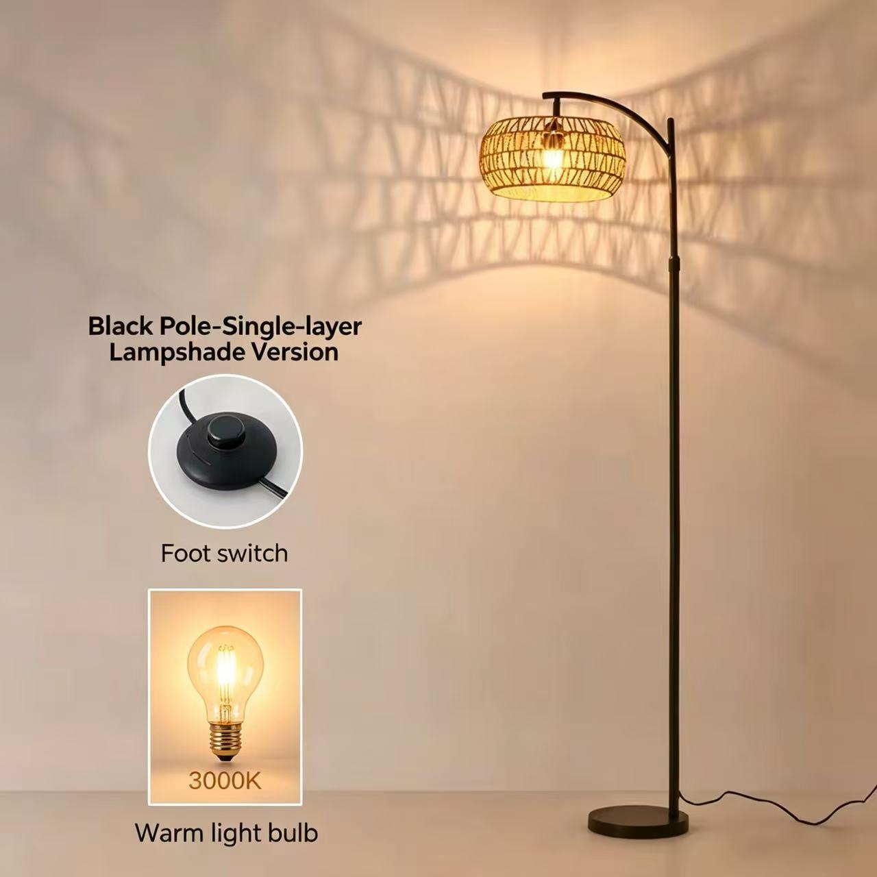 Telescopic pole marble base 12w warm light