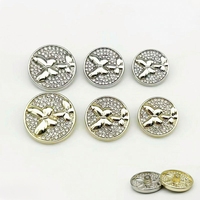 Kancing Logam Custom Pabrik, Kancing Shank Emas Custom, Kancing Rhinestone Mewah dari Alloy Seng untuk Pakaian dengan Logo, Bebas Nikel