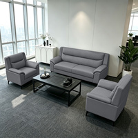 Ensemble de canapés de bureau modernes en cuir gris, canapé d'accueil pour hall de bureau, mobilier commercial, canapé pour visiteurs de bureau