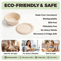 Boîte à bento jetable en amidon de maïs, biodégradable, étanche, 900 ml, pour restaurant