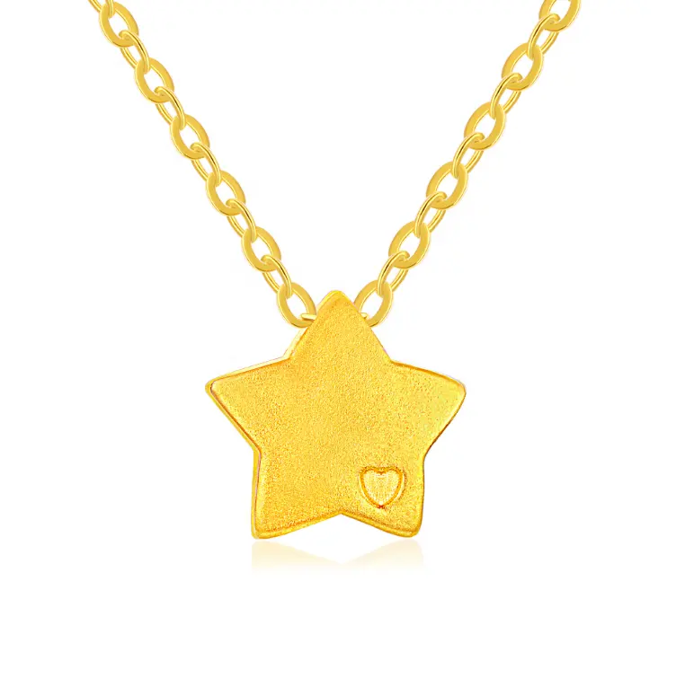 pixiu dragon star 3D hard 24K 999 solid real gold charms pendant necklace OEM jewelry