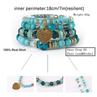 Bracelet Bohème Multicouche en Verre de Haute Qualité pour Femmes, Couple, avec Pendentif Cœur d'Amour Perlé – Collections 2026