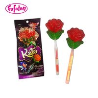 Bâton fluorescent en forme de rose, sucettes scintillantes aux fruits douces, 1 pièce