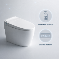 WC intelligent CE avec bidet intégré, chauffage de l'eau, pression réglable, sécheur à air chaud, siège chauffant et couvercle automatique