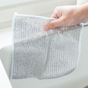 Double-Sided Dishcloth Kitchen Instead of Steel Wool Magical Scouring Pad Household <b>Silver</b> <b>Wire</b> Cleaning Cloths - Product Image 3