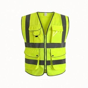 Veste de chantier haute visibilité la plus populaire avec bandes réfléchissantes, gilet de sécurité haute visibilité, catégorie de produits : signalisation - Product Image 2