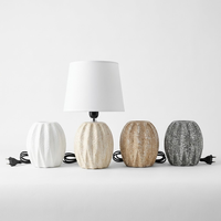 Lámpara de Noche de Cerámica Escandinava Minimalista para Dormitorio de Hotel, Lámpara de Mesa de Gres Rústico Nórdico Hecha a Mano Estilo Wabi Sabi