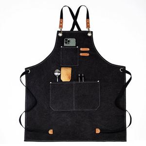 Custom Waterproof Coffee Shop Barista Chef Restaurant Menf Oil-proof 100% Cotton Canvas Cooking <b>Kitchen</b> <b>Aprons</b> with Pockets - Product Image 4
