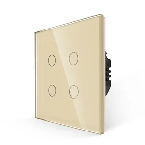 Bingoelec Crystal glass panel 4 Gang 1 Way home appliance UK wall touch Led light Switch CE certification