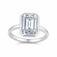 Bague en Moissanite Argentée Taille Émeraude Sertie Clos Géométrique Solitaire Bijoux de Mariage et de Fiançailles pour Femme Vente en Gros Cadeau