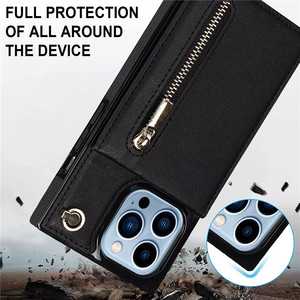 Étui de téléphone fantaisie avec fermeture éclair, portefeuille à bandoulière, lanière, étui de téléphone en cuir pour iPhone 11 12 13 pour Samsung S21, <span class=keywords><strong>2023</strong></span> - Product Image 3